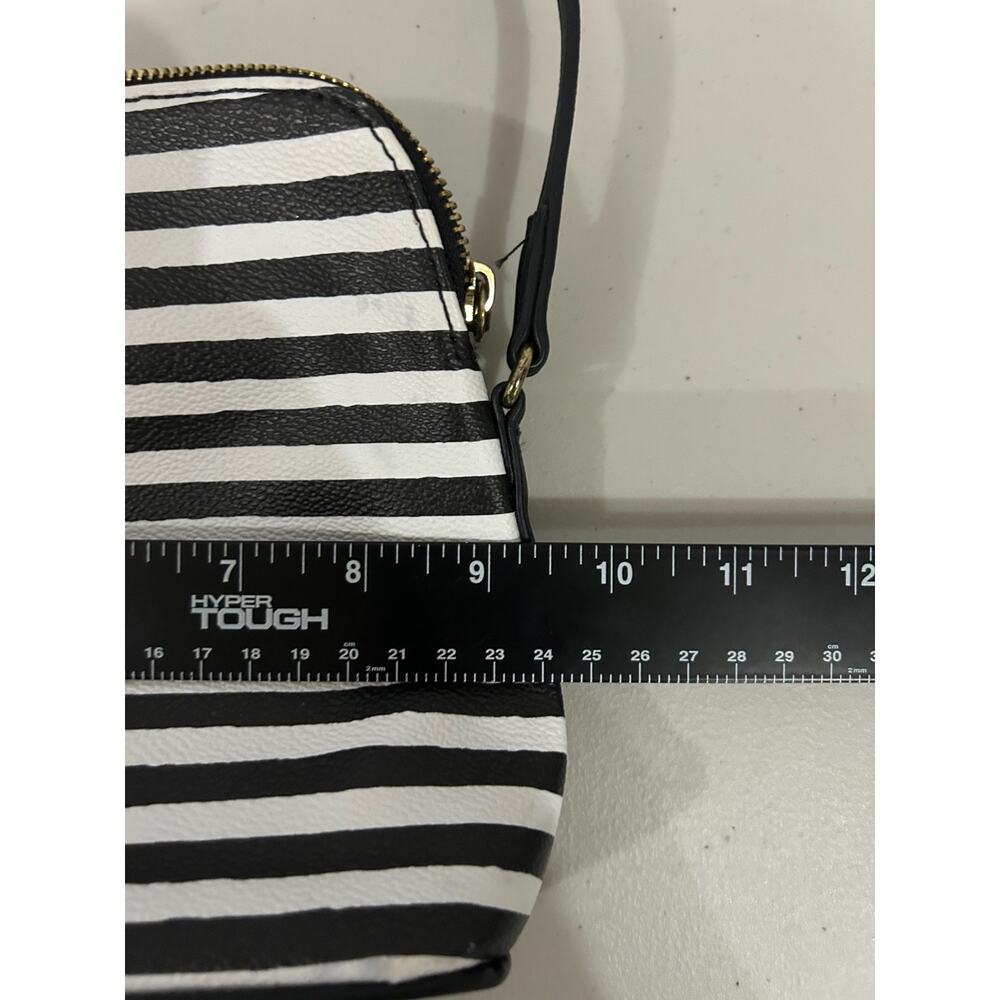 Liz Claiborne Crossbody Bag White Black Striped Small Purse Adjustable - Picture 8 of 9